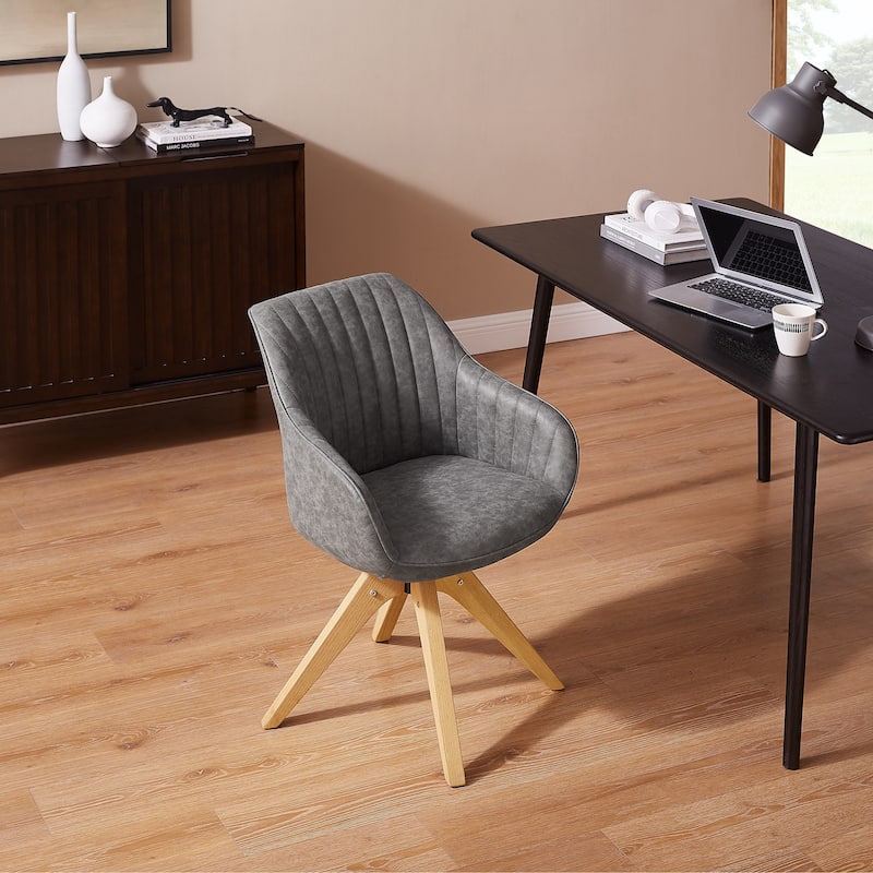 Art Leon Classical Swivel Office Accent Chair with Wood Legs