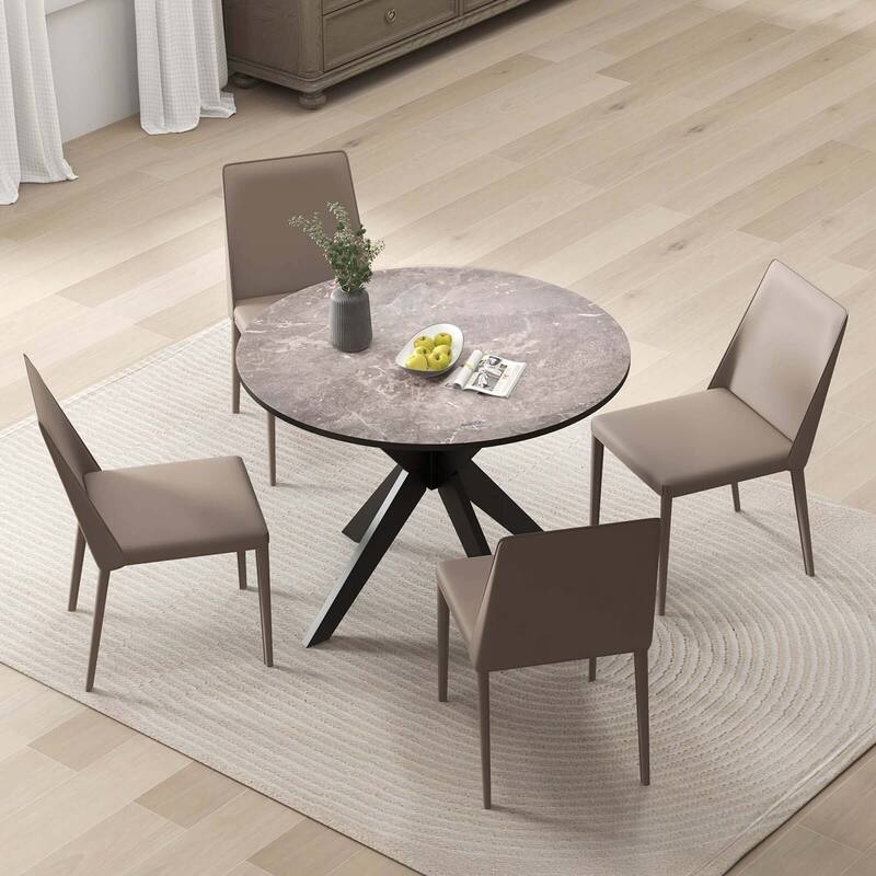 Costway Round Dining Table 36" Faux Marble Tabletop Rubber Wood Legs - See Details