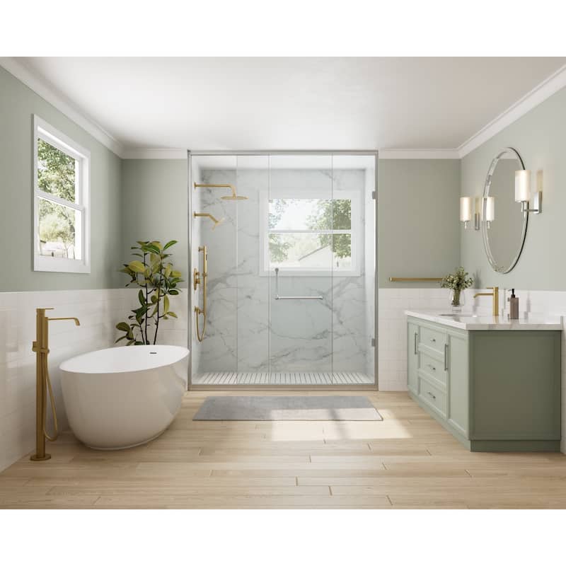 GRANDJOY Dual Heads Shower System 10" and 6" Wall Mount Rainfall Round Shower Faucet Handheld Shower Spray with Slide Bar