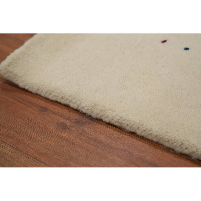 Hand Knotted Oriental 100% Wool Carpet Tribal Animal Pictorial Beige & Ivories Gabbeh Area Rug - 6' 5'' X 6' 7''