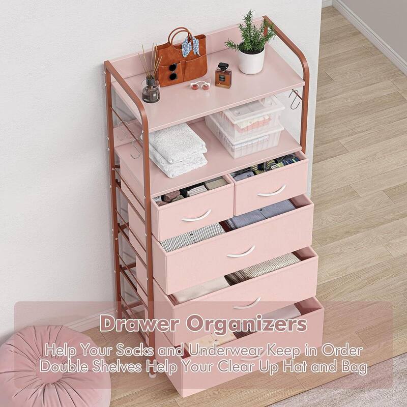 Dresser for Bedroom,Fabric Dresser Storage Tower with 5 Drawers