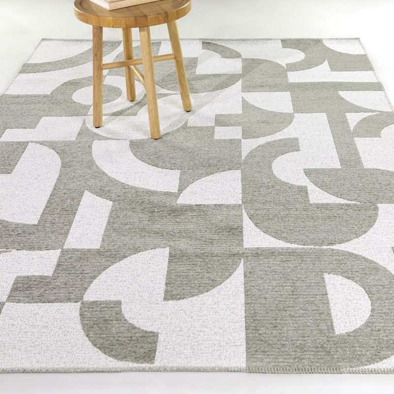 Halle Abstract Modern Indoor/Outdoor Area Rug - 7'10" x 10' - Taupe