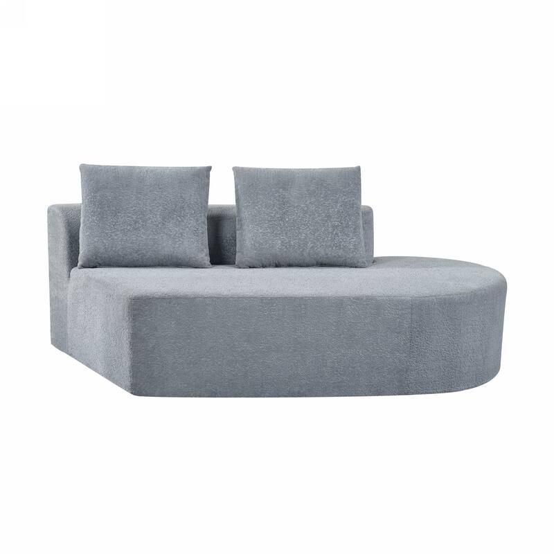 116" Pearl Upholstery Curved Sectional Sofa with Chaise Lounge, High-Density Compressed Sponge Design