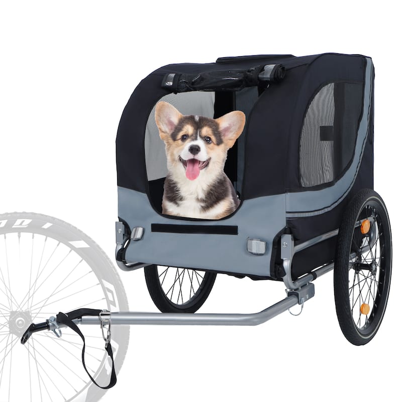Large Folding Bike Trailer for Dogs 66LB Capacity All Terrain Pet Carrier