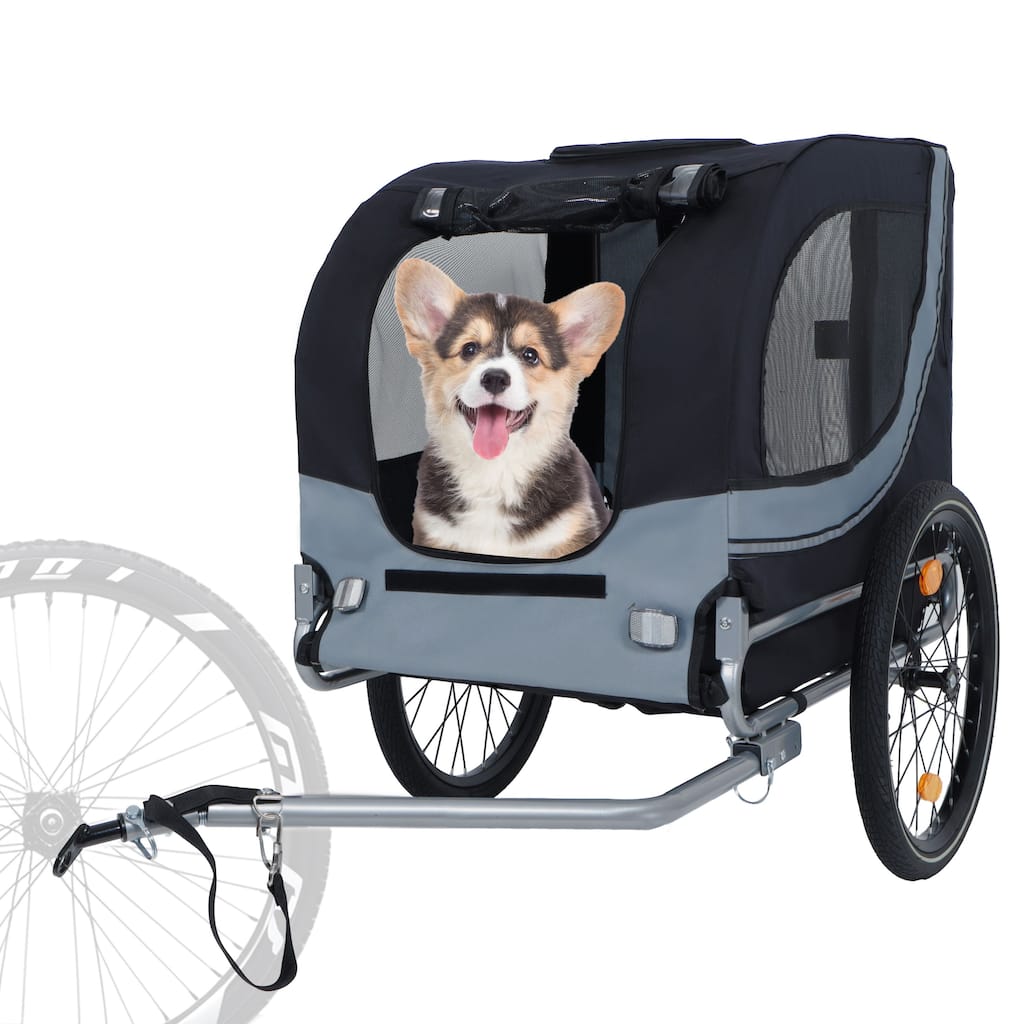 Large Folding Bike Trailer for Dogs 66LB Capacity All Terrain Pet Carrier