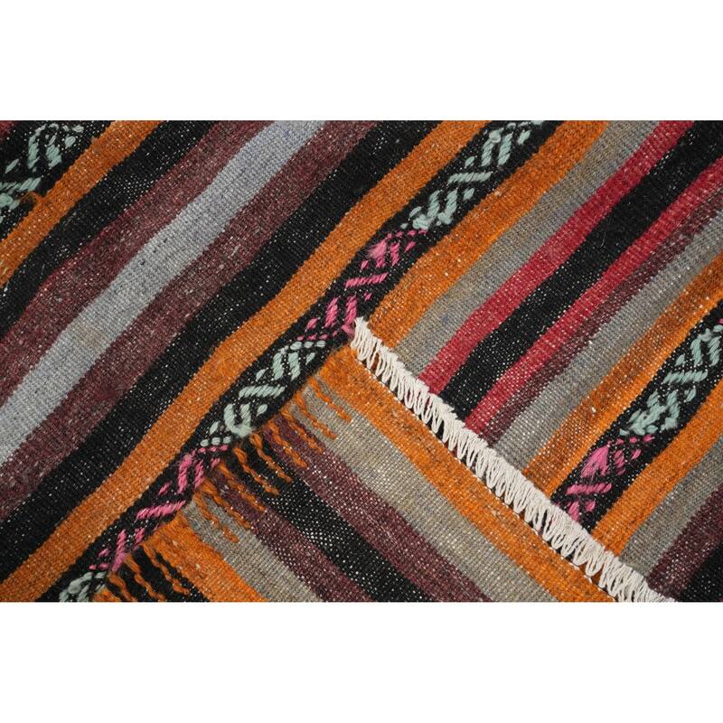 Hand Woven Oriental 100% Wool Carpet Southwestern Tribal Multi-Colored Kilim Area Rug - 9' 9'' X 6' 4''
