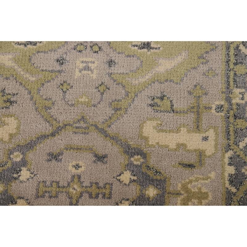 All-Over Gray Oushak Oriental Runner Rug Hand-Knotted Wool Carpet - 2'6"x 8'1"