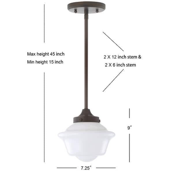 dimension image slide 2 of 6, JONATHAN Y Cleo Adjustable Drop Metal/Glass LED Pendant