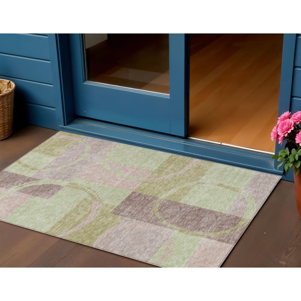 HomeRoots Abstract Modern Rectangle Outdoor Rug