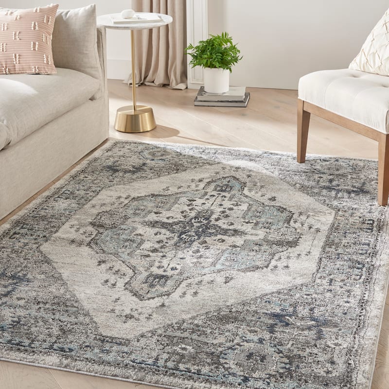 American Manor Formal Bordered Area Rug - 5'3" x 7'3" - Grey - Rectangle