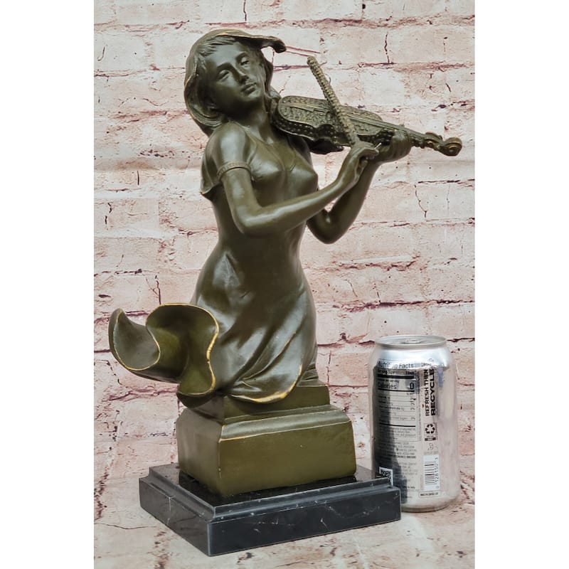 Female Violinist Bronze Sculpture - Classical Music Performer Art