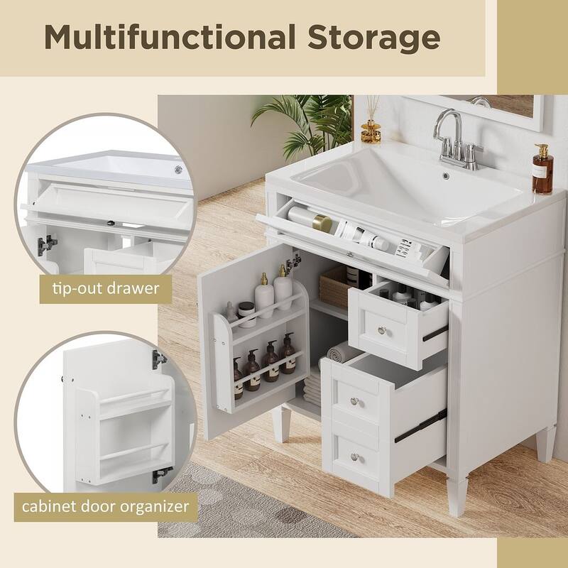 30'' Bathroom Vanity with Top Sink Set, Sink Bathroom Vanity