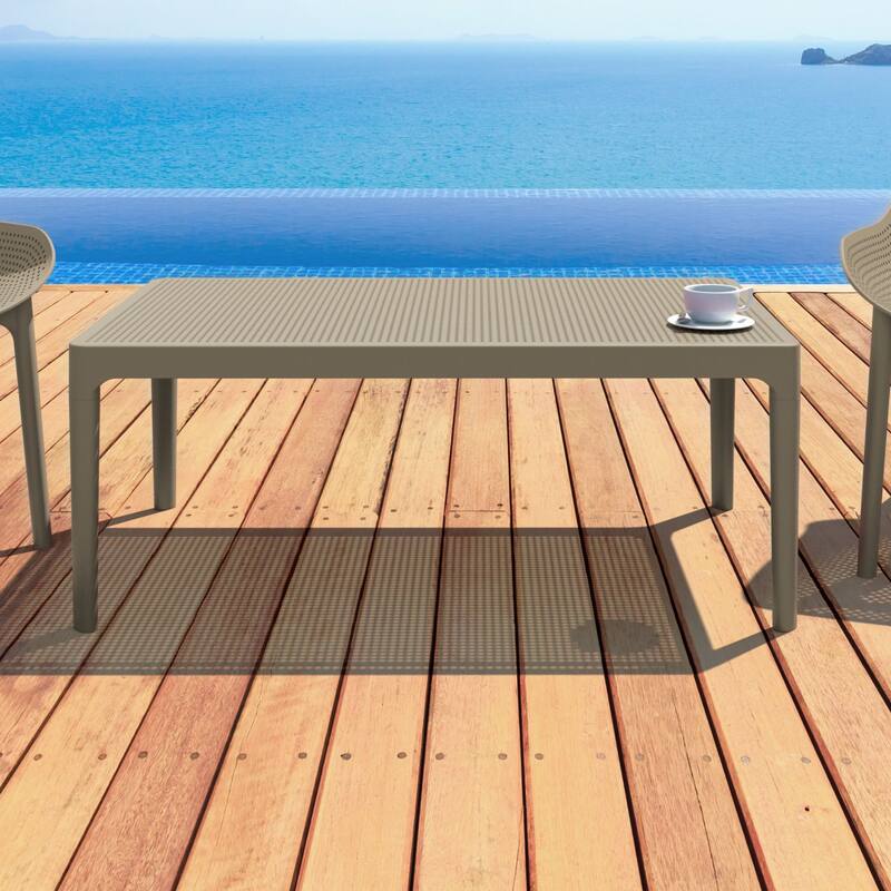 39.5" Taupe Brown Patio Solid Rectangular Lounge Coffee Table