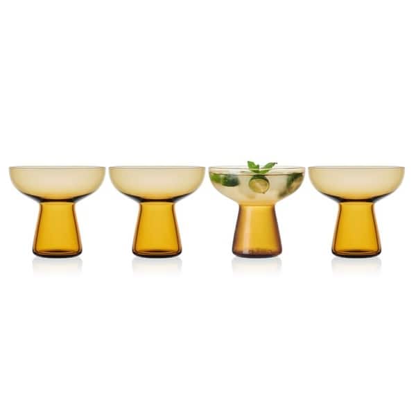 slide 2 of 5, Mikasa Set of 4 Phoebe Margarita Cocktail Glass, 18 Oz, Amber