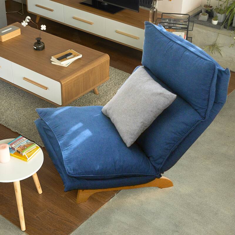 Ergonomic Foldable Reclining Chair, Lazy Sofa Chair with Ottoman for Living Room, Bedroom, and Balcony Leisure