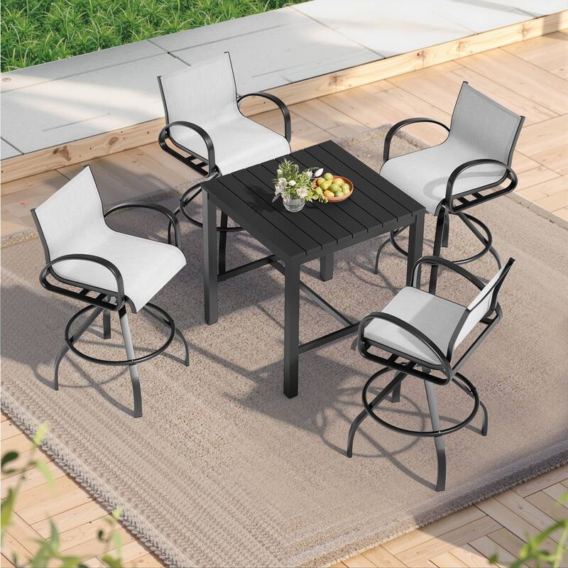 Pellebant Patio Swivel Aluminum Bar Stools with Sunbrella Textilene - 22.83 in W x 18.11 in D x 42.13 in H