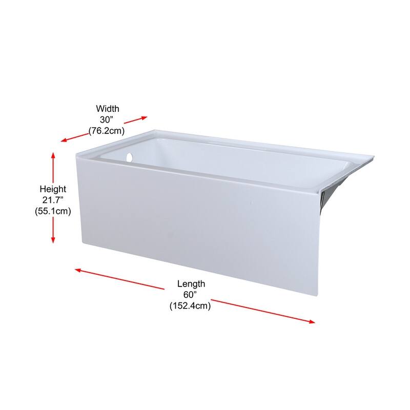 Indigo Home Alcove Soaking Bathtub 30x60 inch Left Drain in Glossy White