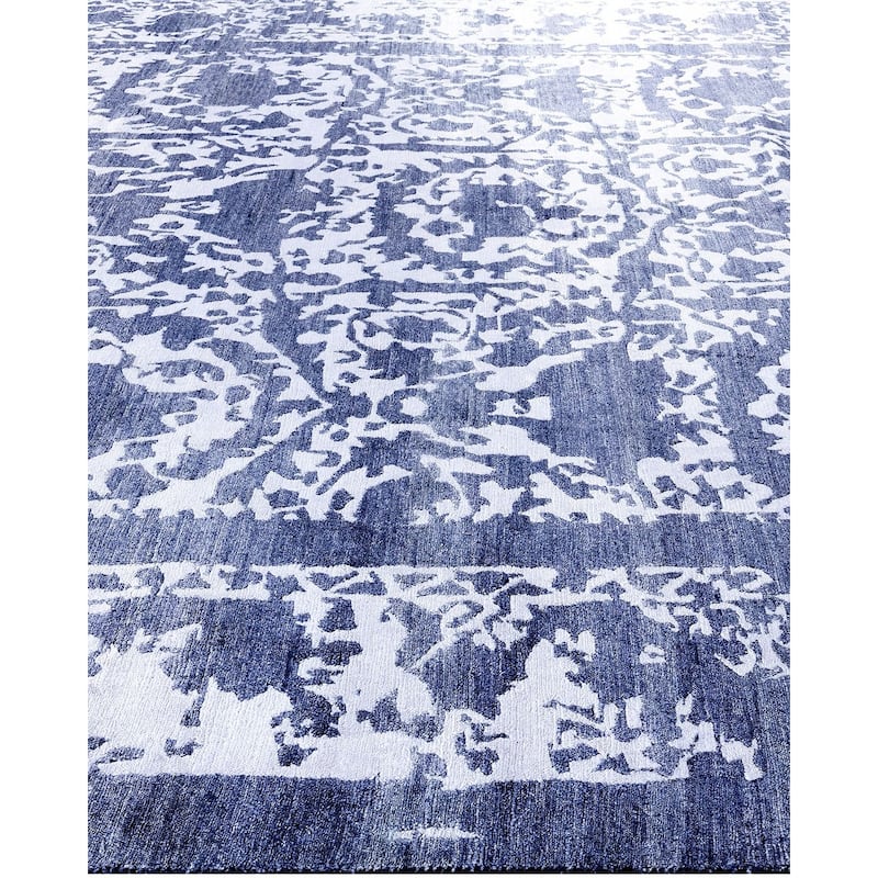 Modern One-of-a-Kind Hand-Knotted Area Rug, Blue - 9' 1" x 12' 0"