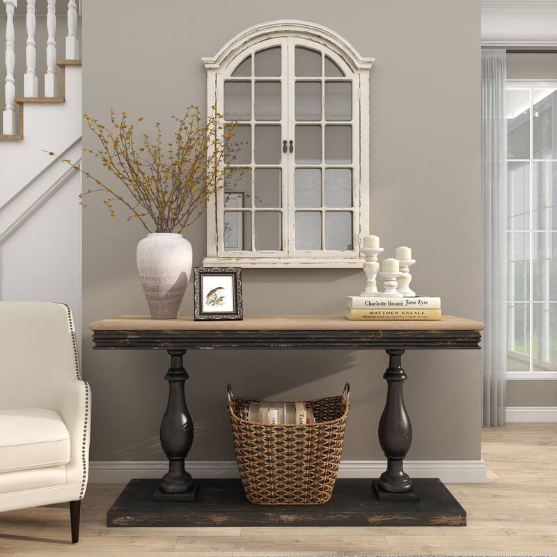 Brown or White Wood Beaded Pillar Candle Holder (Set of 3)