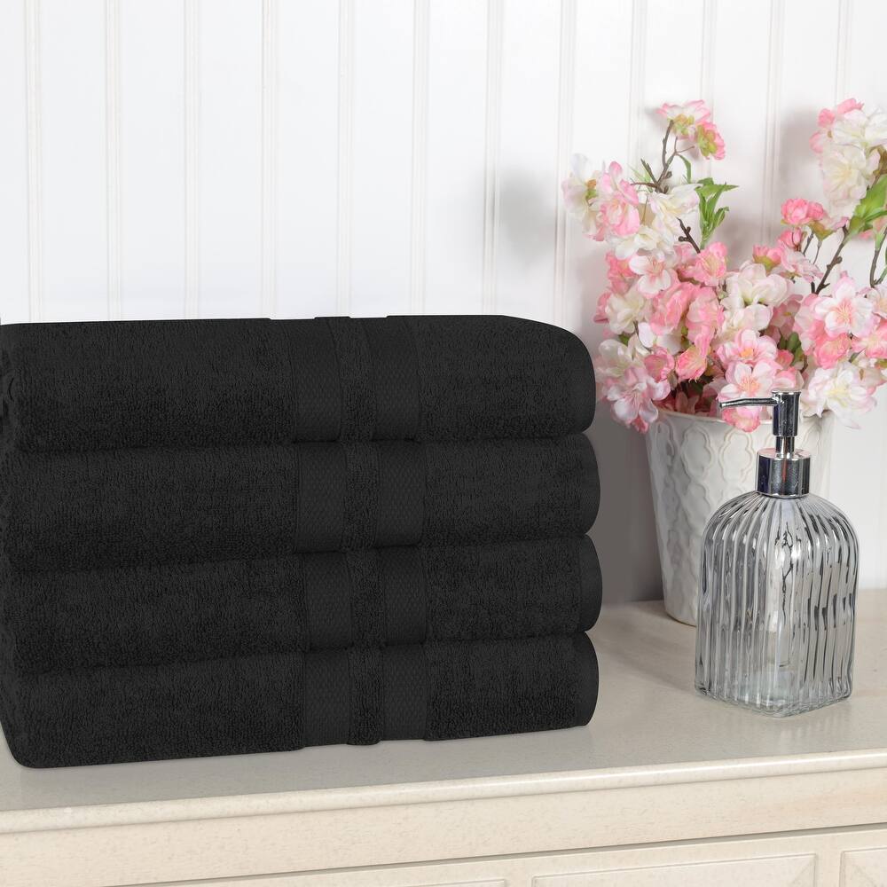 Superior 100% Ultra Soft Cotton Highly Absorbent Medium Weight Solid Bath Towel – Set of 4