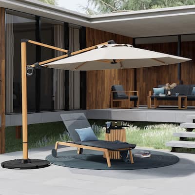 10FT Patio Umbrella, Aluminum Cantilever Umbrella with Canopy