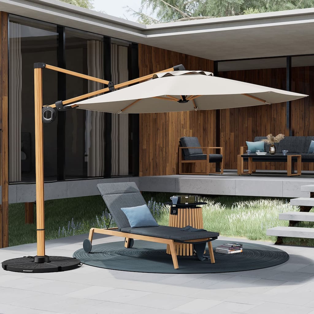 10FT Patio Umbrella, Aluminum Cantilever Umbrella with Canopy