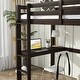 preview thumbnail 48 of 52, Twin Size High Loft Bed with Desk Underneath, Rubberwood Frame, Safety Guardrail and Ladder for Teens, Kids, Dorm or Bedroom