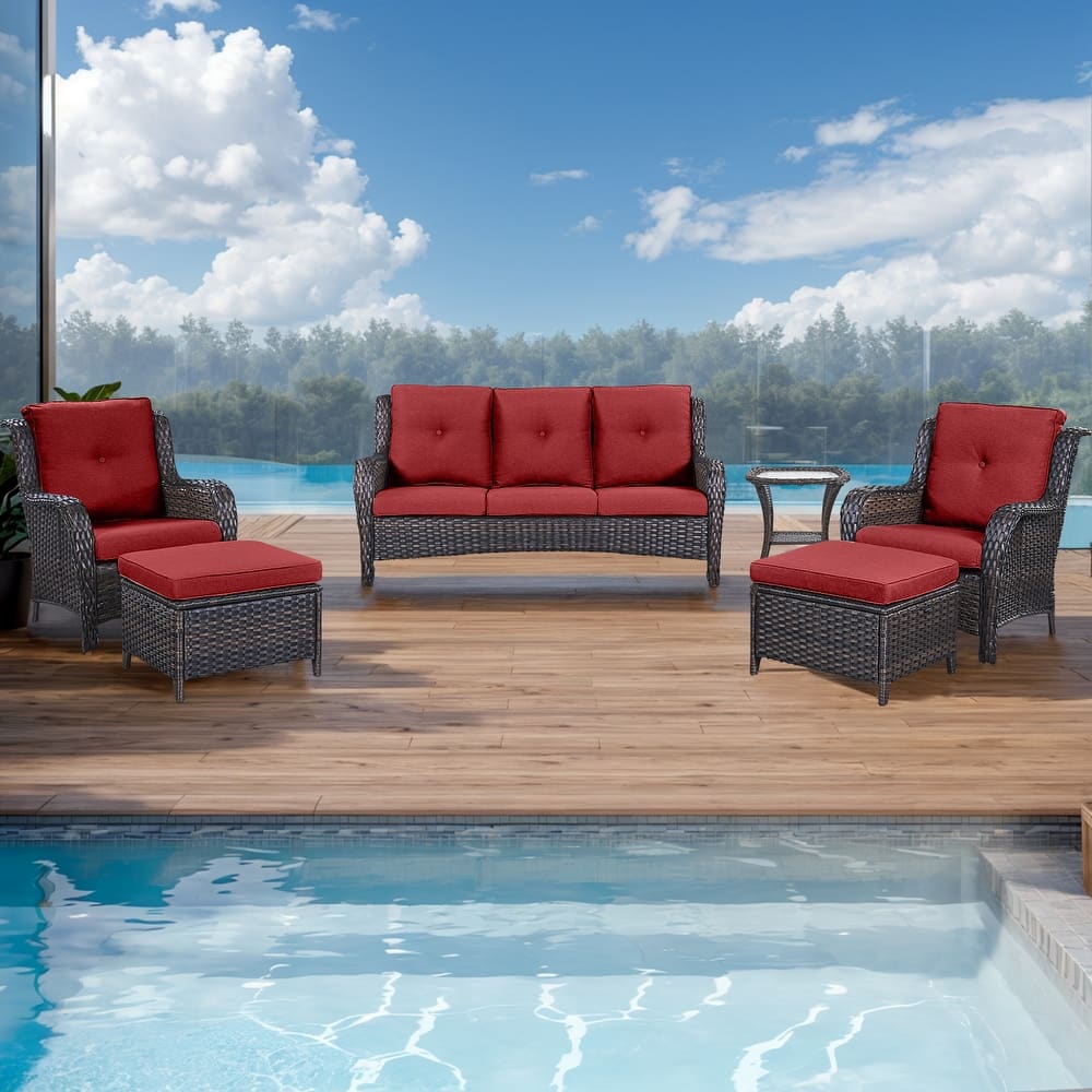 Gymojoy Outdoor Sofa Chair Ottoman Seating with Cushions Weather-resistance