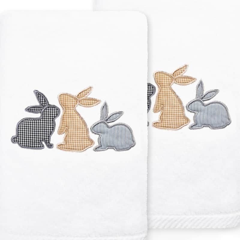 Authentic Hotel and Spa Bunny Row - Embroidered Luxury 100% Turkish Cotton Hand Towels (Set of 2)
