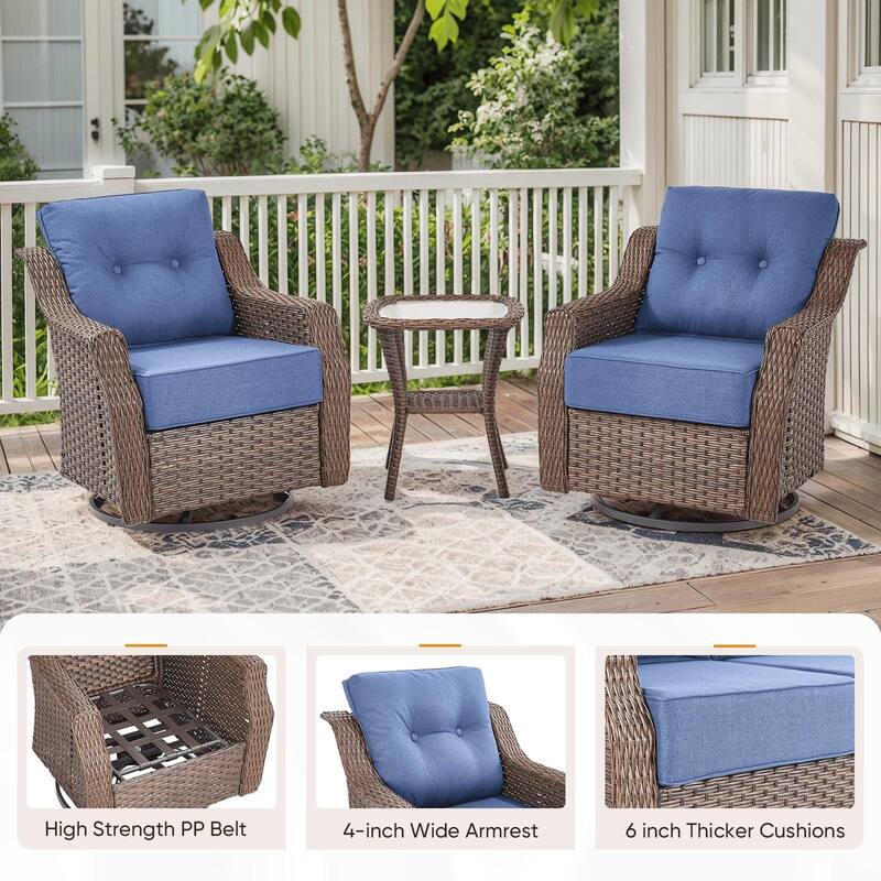 Pocassy Wicker Sofa Chair Set for Garden