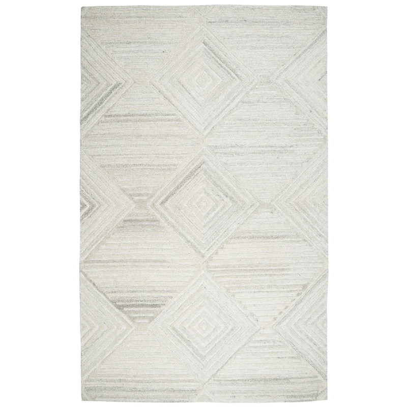 Alora Decor Makalu Hand-tufted Diamond Solid Wool Rug - 3'x5' - Ivory
