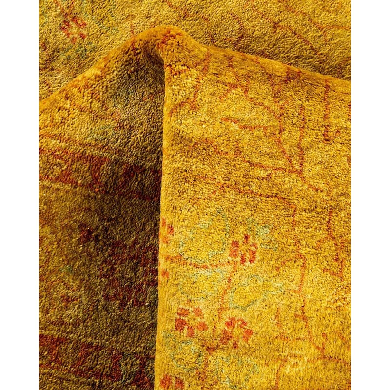Overton Hand Knotted Wool Vintage Inspired Modern Contemporary Overdyed Gold Area Rug - 3' 2" x 5' 2"