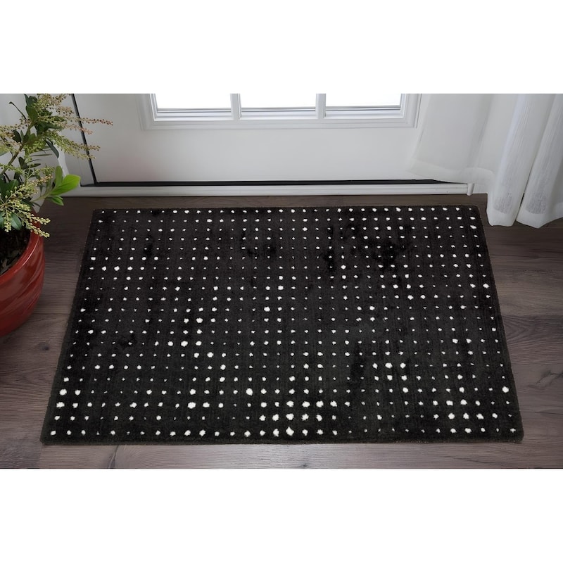 HomeRootsGeometric Industrial Runner Area Rug - 36.22' X '23.62' X '0.98 - Black/Ivory