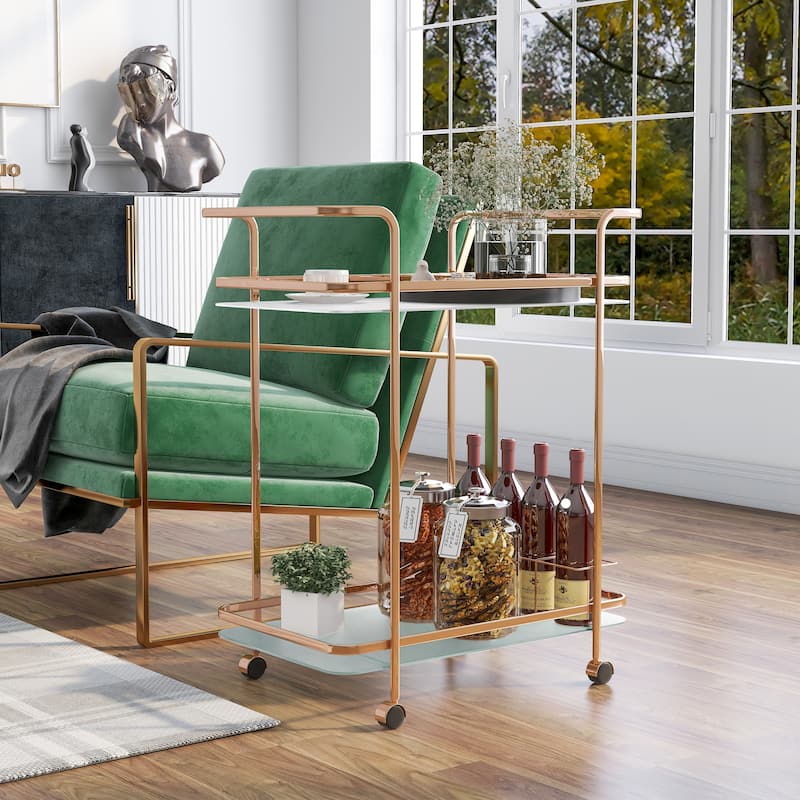 Reinhardt Modern Gold Metal 2-Shelf Serving Cart by Strick & Bolton - Champagne