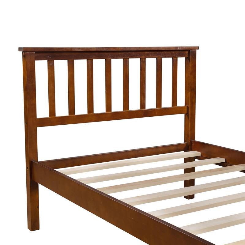 Twin Size Solid Wood Platform Bed with Headboard & Footboard