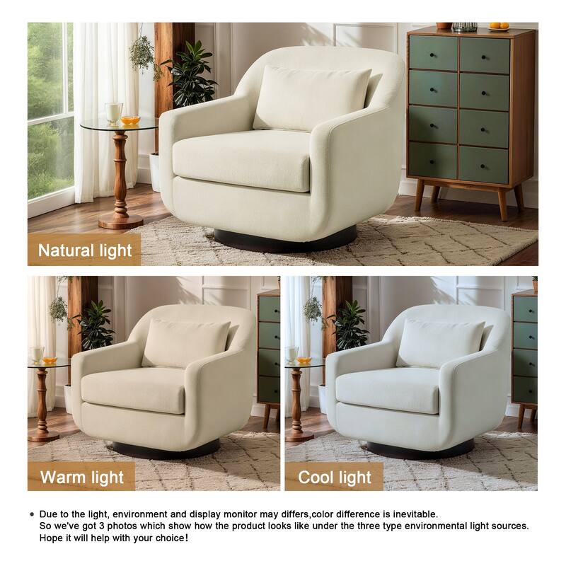 Miles Chenille Scandinavian Swivel Lounge Armchair(Set of 2)