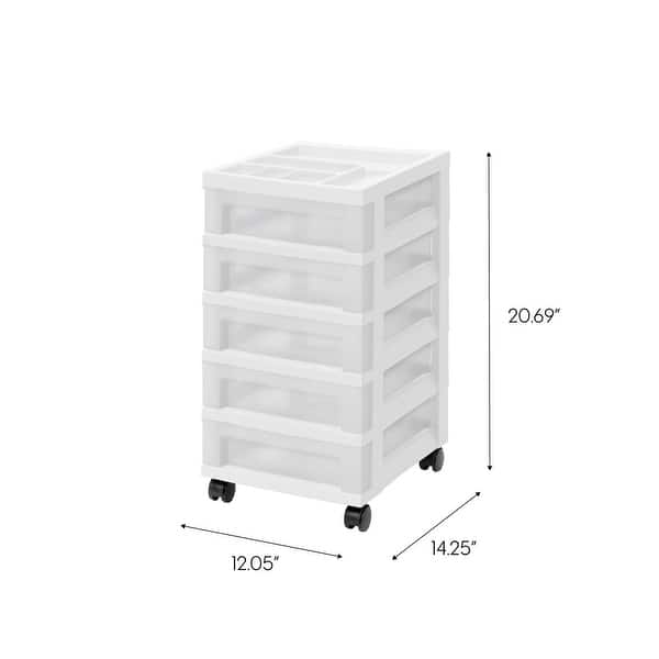 5-Drawer Storage Cart White/Pearl