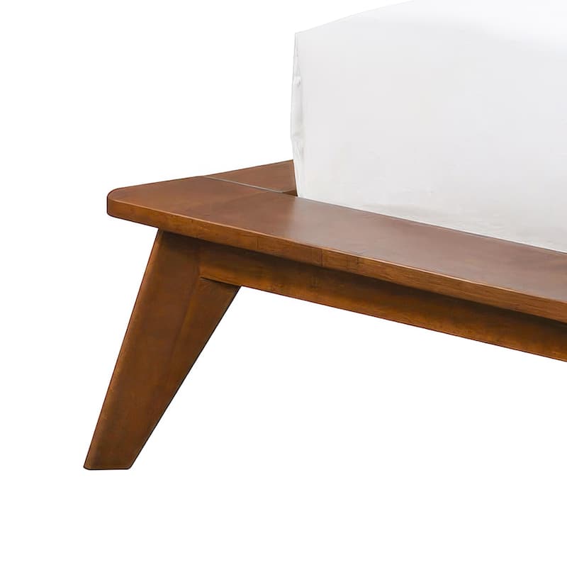 Furniture of America Beau Midcentury 2-Piece Boucle Wingback Low Profile Bed and Nightstand Set