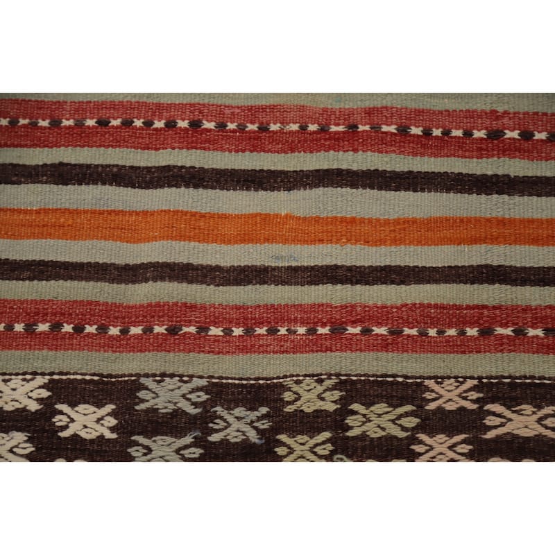 Hand Woven Oriental 100% Wool Carpet Southwestern Tribal Multi-Colored Kilim Area Rug - 8' 7'' X 4' 8''