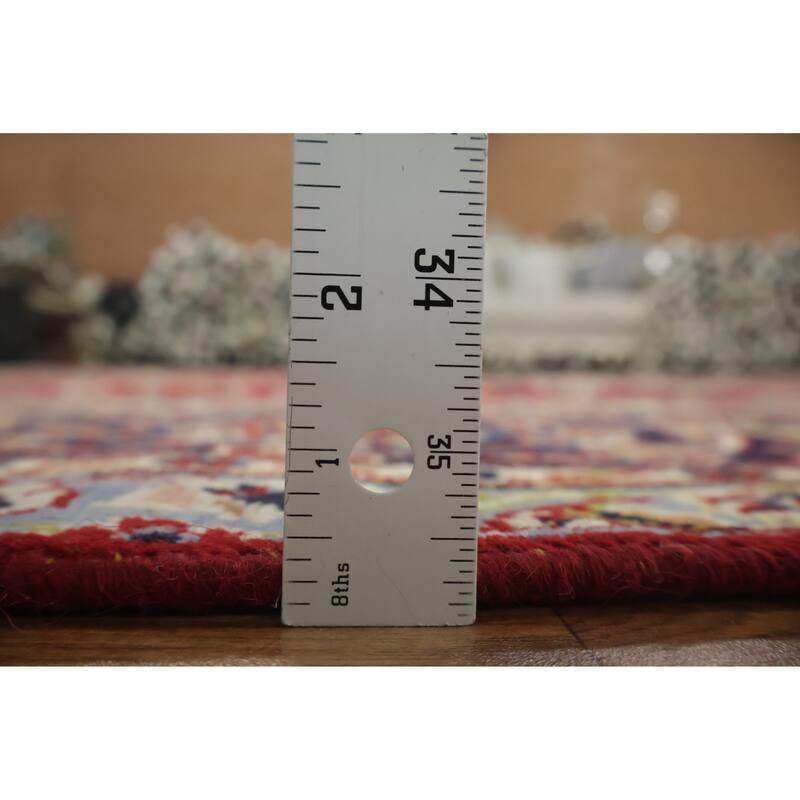 Hand Knotted Oriental 100% Wool Carpet Traditional Floral Red Kashan Area Rug - 12' 7'' X 9' 1''