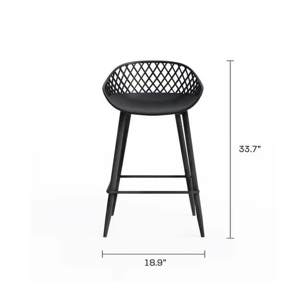 dimension image slide 3 of 4, Jamesdar Kurv Mid-Century Modern Low-Back Counter Stool, Set of 2, Indoor/Outdoor - Set of 2
