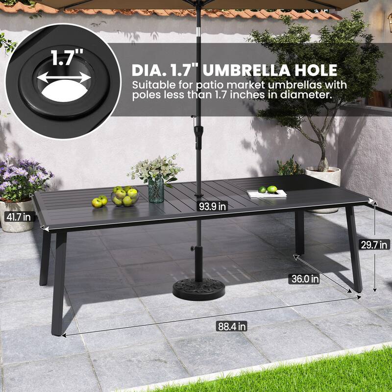 Outdoor Aluminum Dining Table with Umbrella Hole