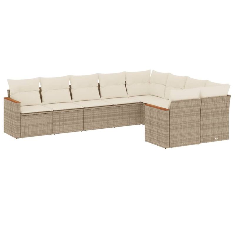 vidaXL Patio Sofa Set with Cushions Outdoor Conversation Furniture Poly Rattan - 24.4 x 24.4 x 27.2 in