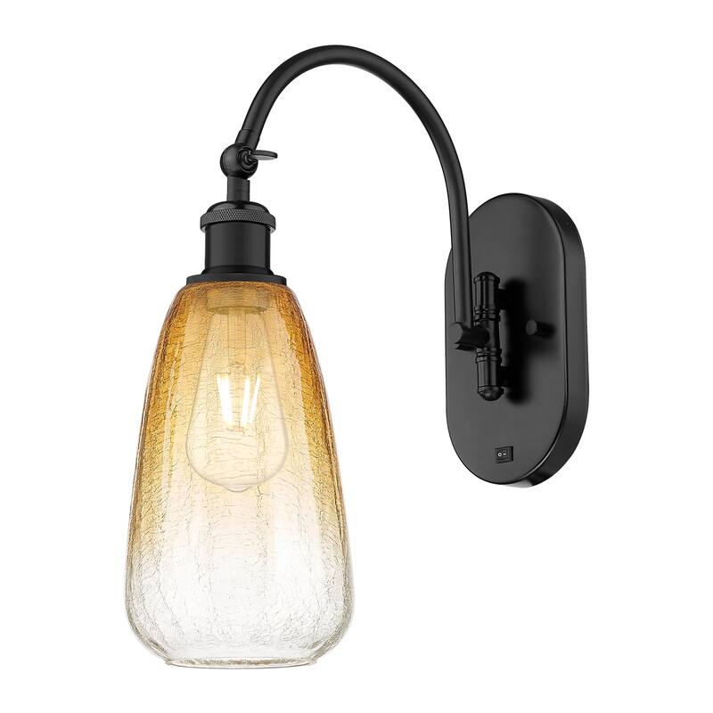 Innovations Lighting Endless Possibilities Ballston - Brookhaven Almond - 1 Light 6" Swiveling Sconce - Matte Black/Amber