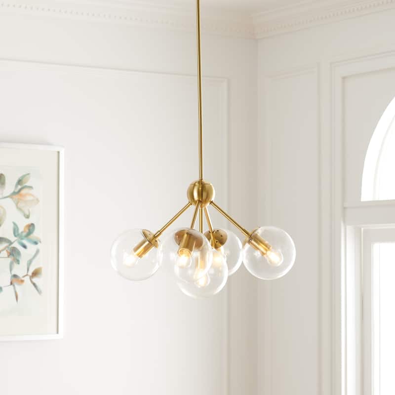 SAFAVIEH Lighting Marinda Chandelier - 18" W x 18" D x 16" H - Antique Brass