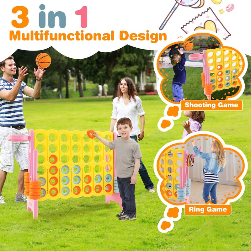 Jumbo 4-to-Score 4 in A Row Giant Game Set with Stickers Carry Bag