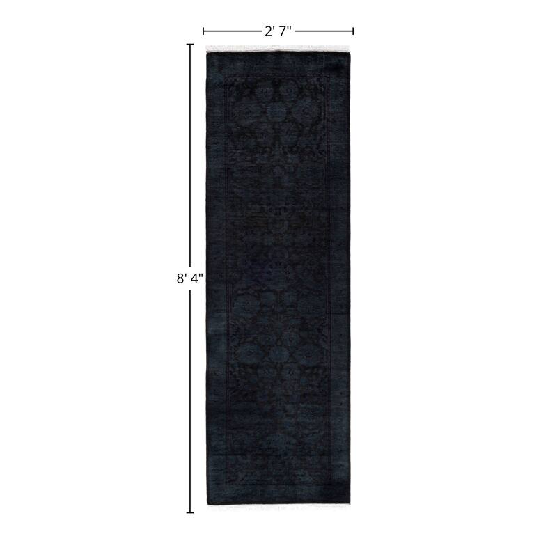 Overdyed One-of-a-Kind Hand-Knotted Area Rug - Gray - 2' 7" x 8' 4"