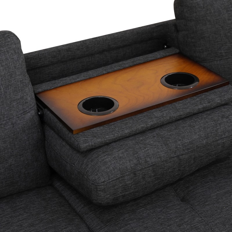 3 Piece Modular Sectional Sofa with Storage Ottoman and Flip Top Table