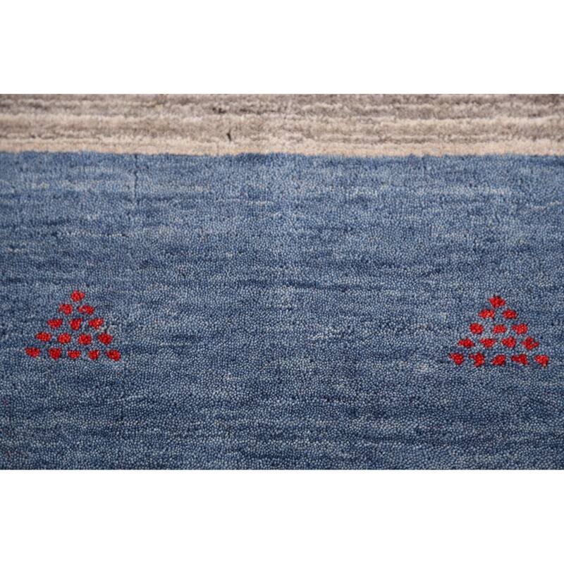 Hand Knotted Oriental 100% Wool Carpet Tribal Bordered Beige & Ivories Gabbeh Area Rug - 7' 11'' X 6' 9''