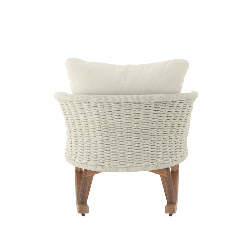 [Set of 2] 29.5" Contemporary Gray Wicker Rocking Chair Polyester Cushions Wooden Frame Indoor Outdoor